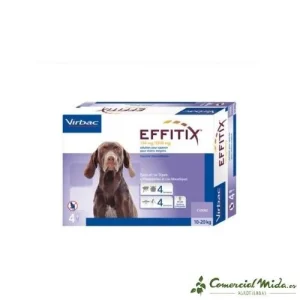 Pipetas VIRBAC EFFITIX M para Perros Medianos de 10 a 20 kg - Fipronilo y Permetrina (4 o 24 uds)