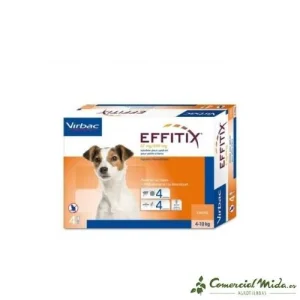 Pipetas VIRBAC EFFITIX S para Perros de 4 a 10 kg - Fipronilo y Permetrina (4 o 24 uds)