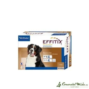 Pipetas VIRBAC EFFITIX XL para Perros Gigantes de 40 a 60 kg - Fipronilo y Permetrina (4 o 24 uds)