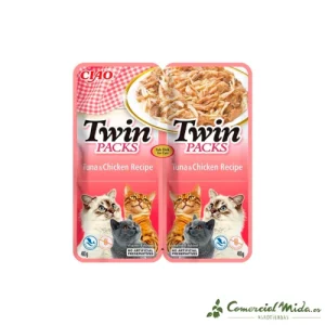 CHURU GATO TWIN PACKS Atún y Pollo en Caldo de Atún Pack 12x2x40gr