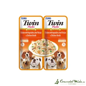 CHURU PERRO TWIN PACKS Pollo, Guiso de Verduras y Ternera en Caldo de Pollo Pack 12x2x40gr