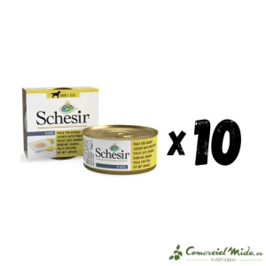 SCHESIR Perro Lata de Pollo con Piña en Gelatina Pack 10X150gr