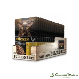 LEONARDO Chicken + Extra Pulled Beef Alimento para Gatos Adultos Pack 16x70 gr