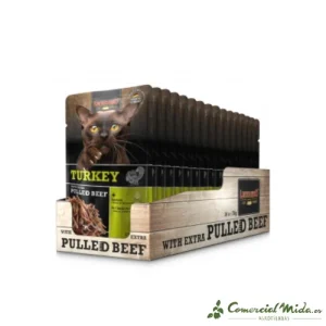 LEONARDO Turkey + Extra Pulled Beef Alimento para Gatos Adultos Pack 16x70 gr
