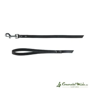 Correa Negra de Piel Duradera para Perros