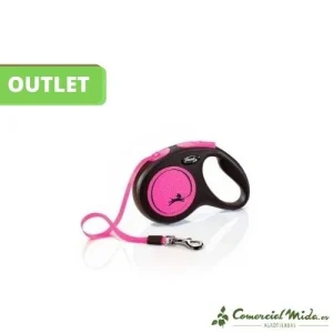 [OUTLET] Correa FLEXI New Neon Cinta Reflectante,Talla S, Rosa (Cinta 5M)