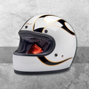 Casco Gringo – Flamas Blanco/Negro