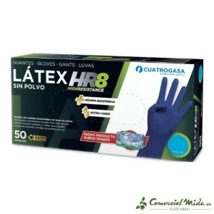 Guantes CUATROGASA LÁTEX HR8 Sin Polvo Alta Protección