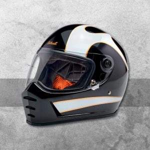 Casco Lane Splitter – Negro con Flamas Blancas