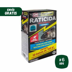 Raticida MURIBROM CEBO FRESCO EXPRÉS, mata ratas y ratones (Brodifacoum)