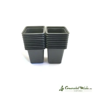 VILMORIN Macetas Cuadradas de Plástico Negro