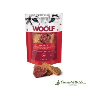 Snack WOOLF Corazones de Pato y Pollo 5 x 100 gr